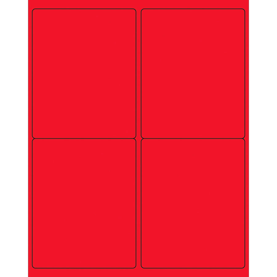 4x5 Fluorescent Red Permanent Laser Labels 400/Case LL181RD - alias listing