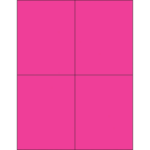 High-visibility fluorescent pink rectangle laser labels (4.25