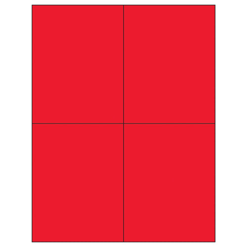 4.25x5.5 Fluorescent Red Permanent Acrylic Laser Labels 400/Case LL183RD - alias listing