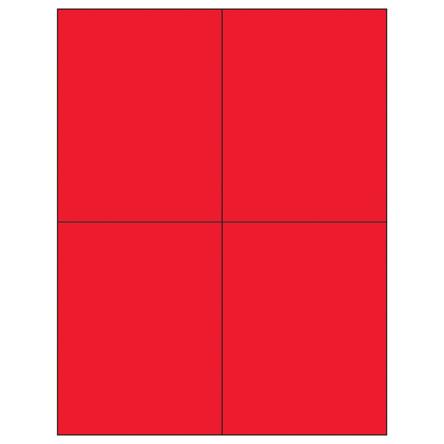 4.25x5.5 Fluorescent Red Permanent Acrylic Laser Labels 400/Case LL183RD - alias listing
