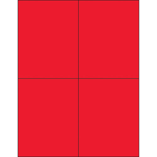 High-visibility fluorescent red rectangle laser labels sized 4.25