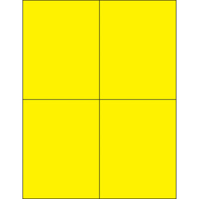 High-visibility fluorescent yellow rectangle laser labels (4.25" x 5.5") with permanent acrylic adhesive that stick to paper, corrugated, plastic, metal, and glass. Works with laser and inkjet printers–ship 400 labels per case. Perfect for compliance labeling, hazmat warnings, and priority shipment identification.