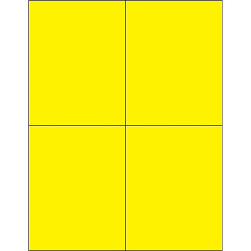 High-visibility fluorescent yellow rectangle laser labels (4.25