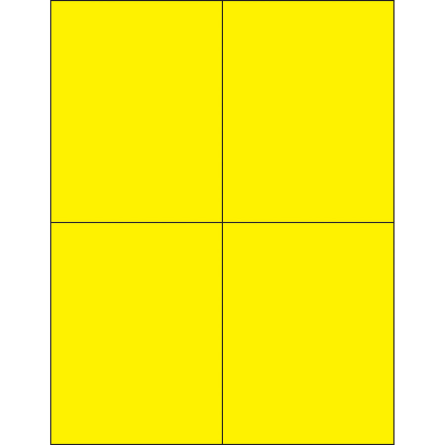 High-visibility fluorescent yellow rectangle laser labels (4.25" x 5.5") with permanent acrylic adhesive that stick to paper, corrugated, plastic, metal, and glass. Works with laser and inkjet printers–ship 400 labels per case. Perfect for compliance labeling, hazmat warnings, and priority shipment identification.