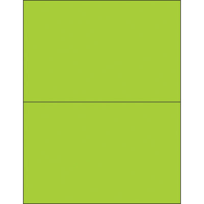 High-visibility fluorescent green laser labels sized 8.5" x 5.5" with permanent acrylic adhesive for professional shipping and compliance applications. Print directly from your laser or inkjet printer with our ready-to-use template. Case of 200 labels adheres reliably to corrugated, plastic, metal, glass, and paper surfaces.