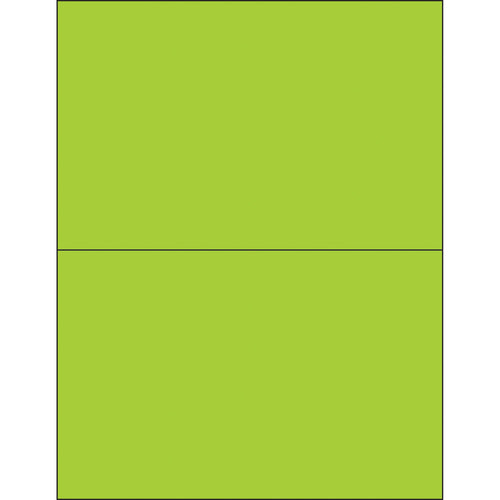 High-visibility fluorescent green laser labels sized 8.5