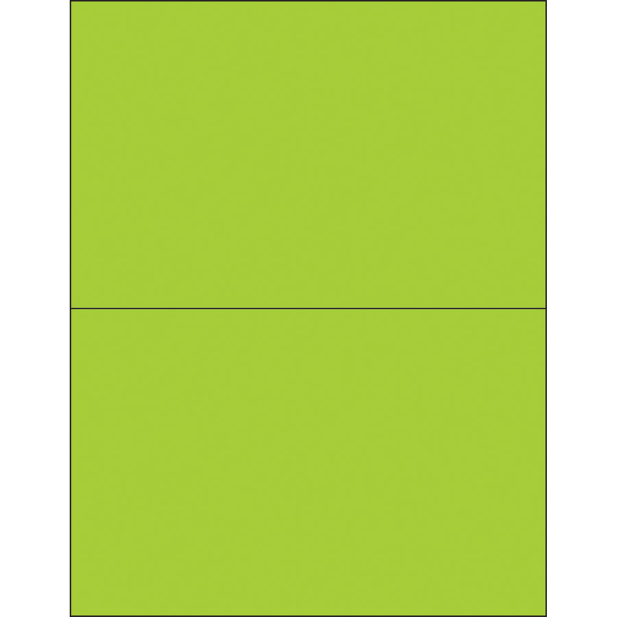 High-visibility fluorescent green laser labels sized 8.5" x 5.5" with permanent acrylic adhesive for professional shipping and compliance applications. Print directly from your laser or inkjet printer with our ready-to-use template. Case of 200 labels adheres reliably to corrugated, plastic, metal, glass, and paper surfaces.