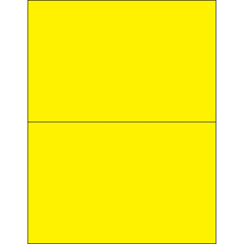 High-visibility fluorescent yellow rectangle laser labels designed for shipping coordinators and logistics professionals who need OSHA-compliant, durable labeling solutions. 8.5