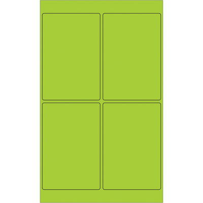 High-visibility 4x6" fluorescent green laser labels featuring permanent acrylic adhesive for reliable adhesion to paper, corrugated, plastic, metal, and glass surfaces. Compatible with laser and inkjet printers–400 labels per case, ready to customize with your Word template for immediate deployment across shipping, compliance, and product identification workflows.