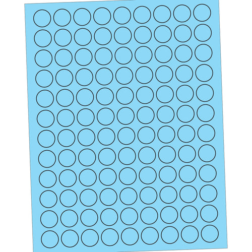 3/4 in Fluorescent Pastel Blue Circle Laser Labels Permanent Acrylic 10800/Case LL190BE