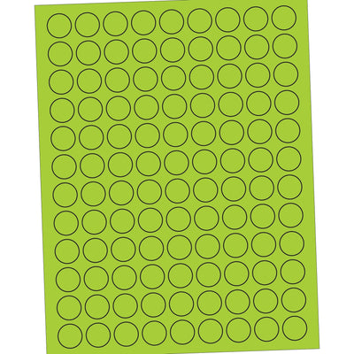 3/4 in Fluorescent Green Circle Laser Labels Permanent Acrylic 10800/Case LL190GN - alias listing