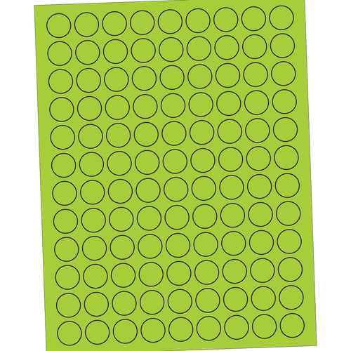 3/4 in Fluorescent Green Circle Laser Labels Permanent Acrylic 10800/Case LL190GN - alias listing