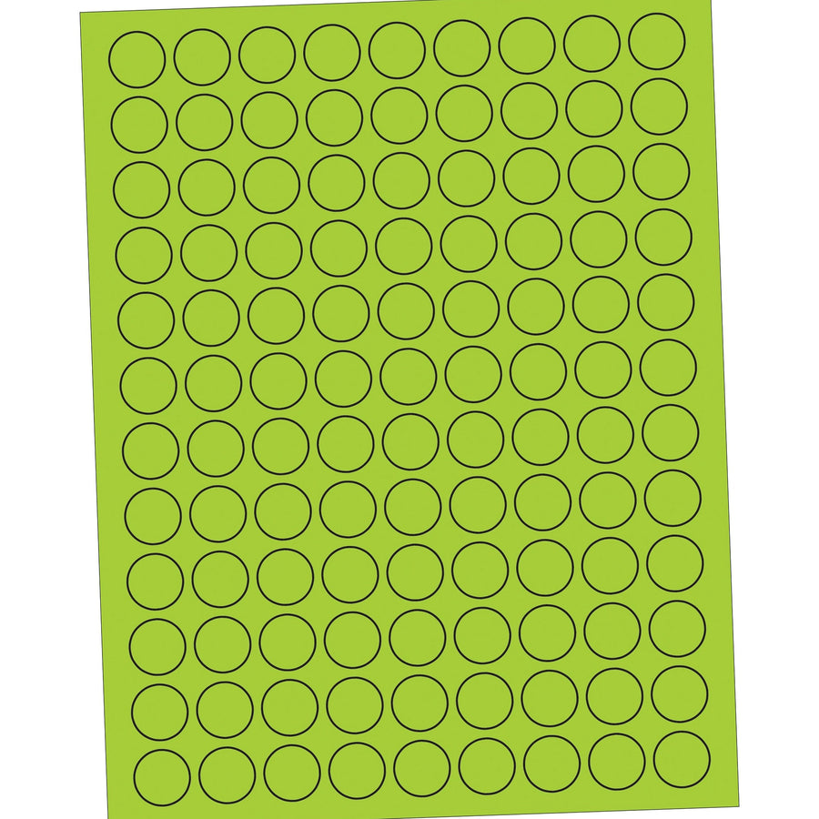 3/4 in Fluorescent Green Circle Laser Labels Permanent Acrylic 10800/Case LL190GN - alias listing