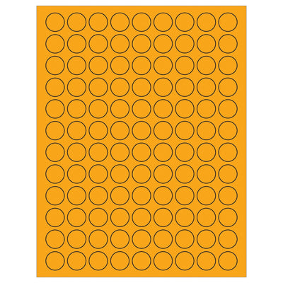 3/4 in Fluorescent Orange Circle Laser Labels Permanent Acrylic 10800/Case LL190OR - alias listing