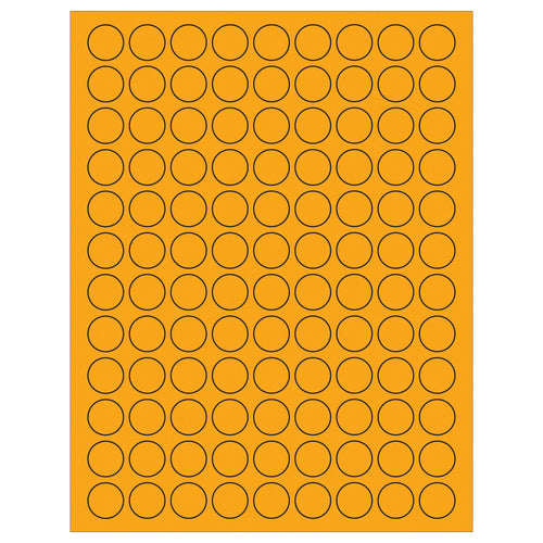 3/4 in Fluorescent Orange Circle Laser Labels Permanent Acrylic 10800/Case LL190OR - alias listing