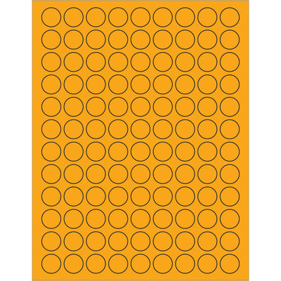 High-visibility 3/4" diameter fluorescent orange circle labels engineered for shipping coordinators who need maximum compliance visibility. Permanent acrylic adhesive bonds to paper, corrugated, plastic, metal, and glass surfaces. Case of 10,800 labels works seamlessly with both laser and inkjet printers.