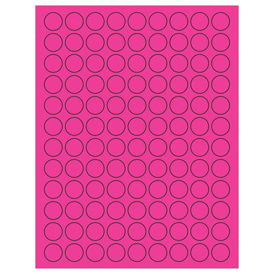3/4 in Fluorescent Pink Circle Laser Labels Permanent Acrylic 10800/Case LL190PK - alias listing