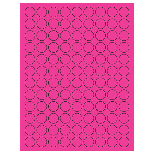3/4 in Fluorescent Pink Circle Laser Labels Permanent Acrylic 10800/Case LL190PK - alias listing