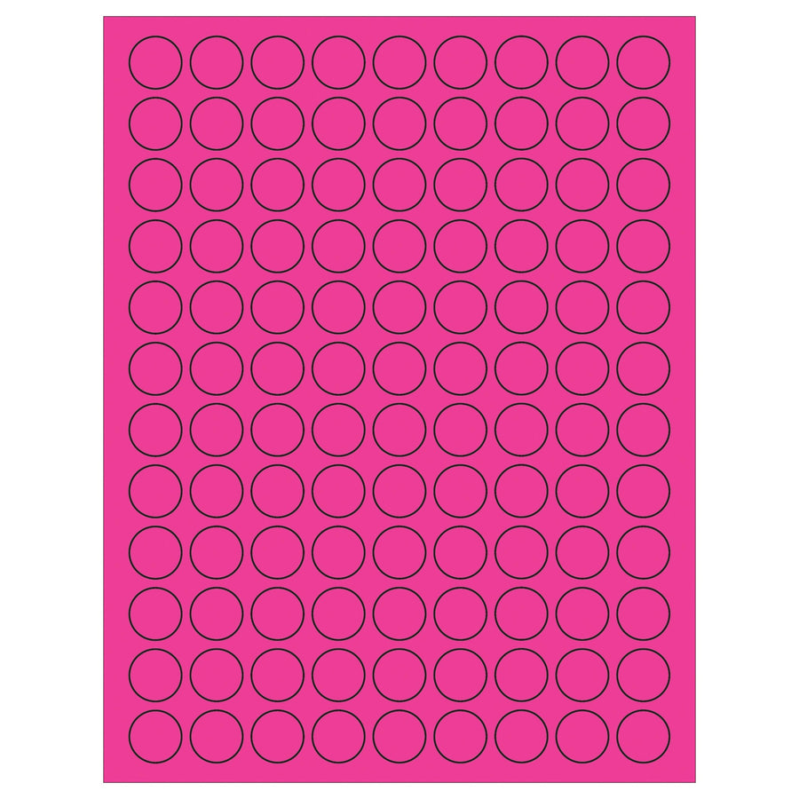 3/4 in Fluorescent Pink Circle Laser Labels Permanent Acrylic 10800/Case LL190PK - alias listing