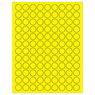 3/4 in Fluorescent Yellow Circle Laser Labels Permanent Acrylic 10800/Case LL190YE - alias listing