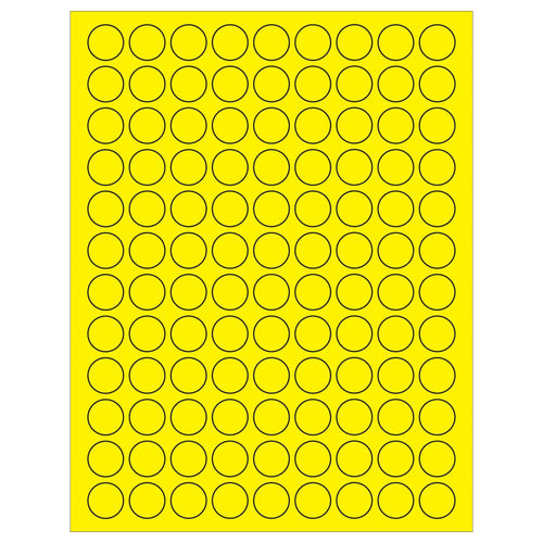 3/4 in Fluorescent Yellow Circle Laser Labels Permanent Acrylic 10800/Case LL190YE - alias listing