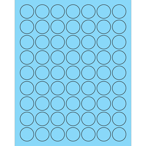 1 in Fluorescent Pastel Blue Circle Laser Labels Permanent Acrylic 6300/Case LL191BE