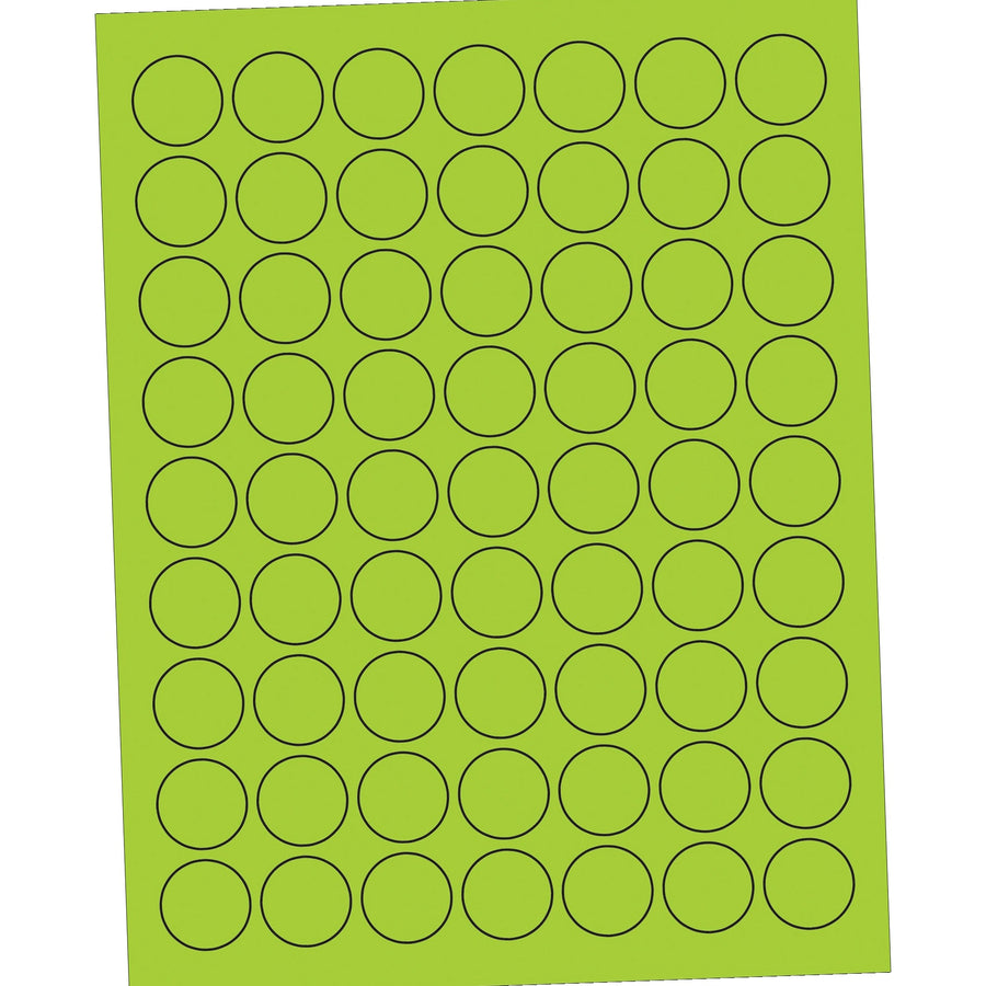 1 in Fluorescent Green Circle Laser Labels Permanent Acrylic 6300/Case LL191GN - alias listing
