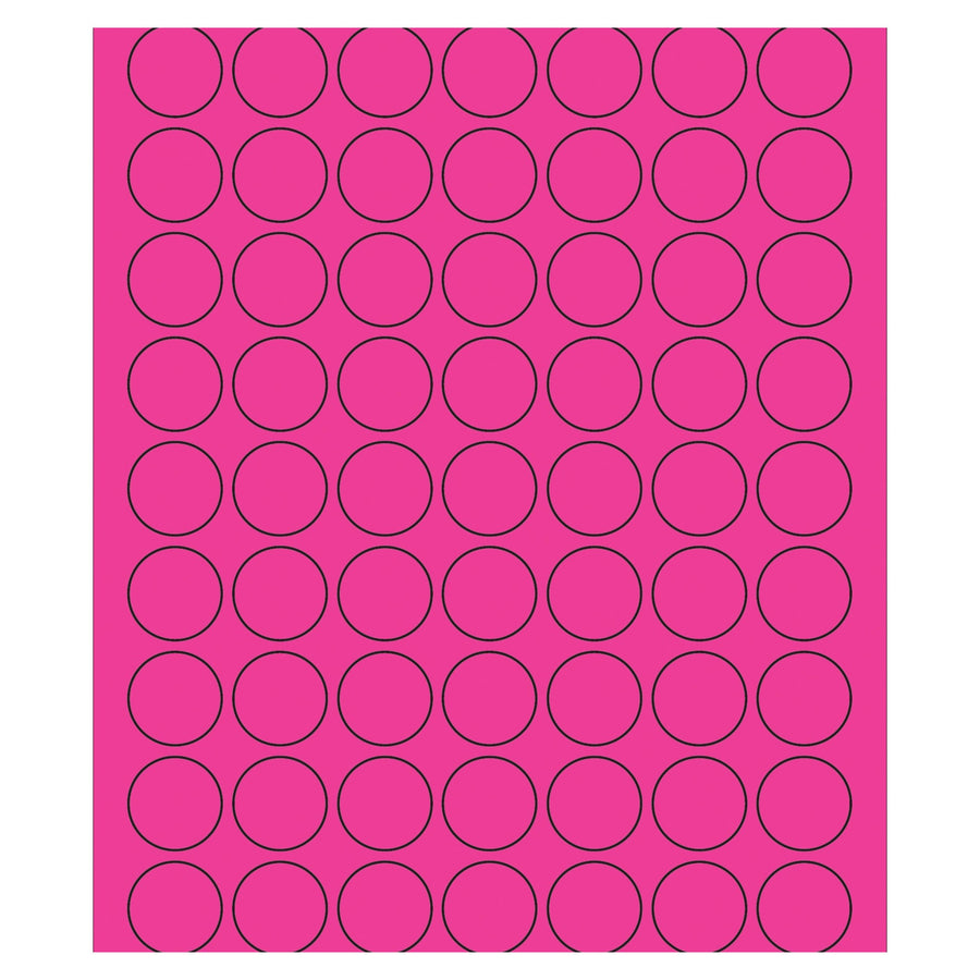 1 in Fluorescent Pink Circle Laser Labels Permanent Acrylic 6300/Case LL191PK - alias listing