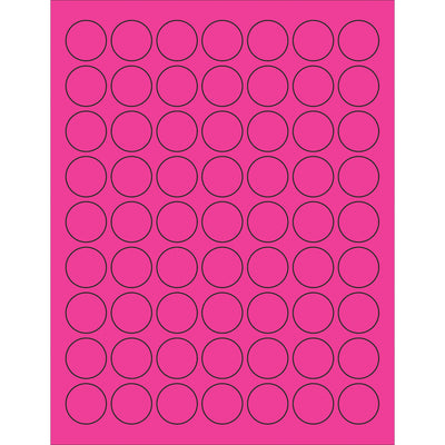 High-visibility 1" fluorescent pink circle laser labels engineered for shipping coordinators who need compliant, attention-grabbing product identification. Permanent acrylic adhesive bonds instantly to paper, corrugated, plastic, and metal surfaces‚6,300 labels per case ready to deploy.