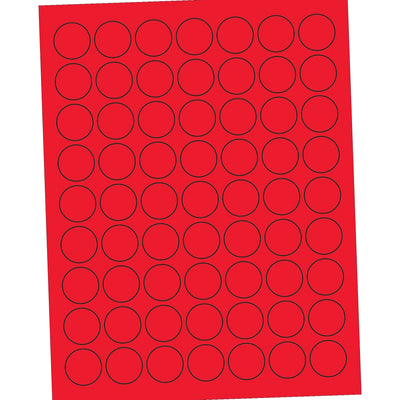 1 in Fluorescent Red Circle Laser Labels Permanent Acrylic 6300/Case LL191RD - alias listing