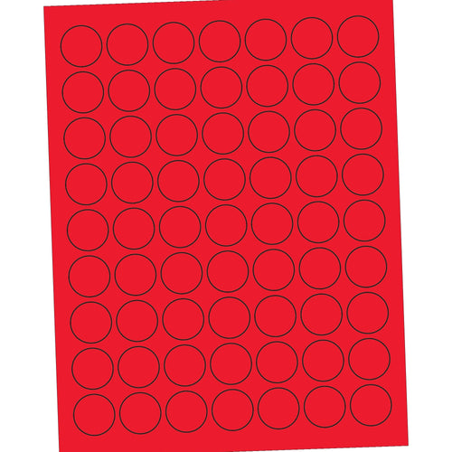 1 in Fluorescent Red Circle Laser Labels Permanent Acrylic 6300/Case LL191RD - alias listing