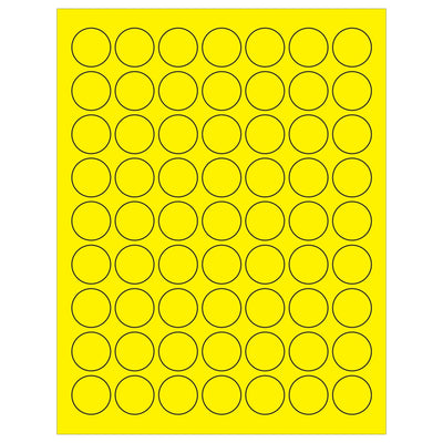 1 in Fluorescent Yellow Circle Laser Labels Permanent Acrylic 6300/Case LL191YE - alias listing