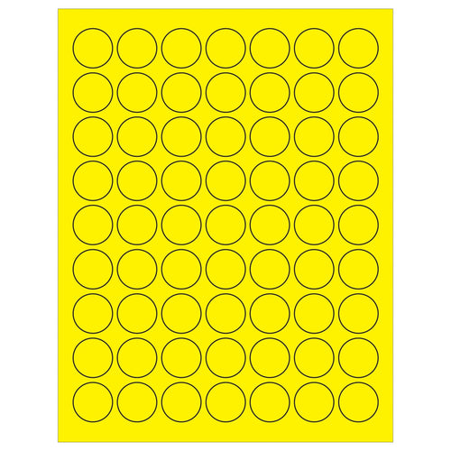 1 in Fluorescent Yellow Circle Laser Labels Permanent Acrylic 6300/Case LL191YE - alias listing
