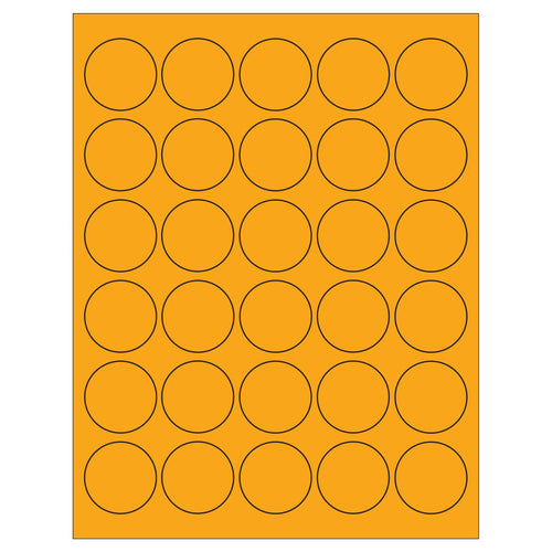 1.5 in Fluorescent Orange Circle Laser Labels Permanent Acrylic 3000/Case LL192OR - alias listing