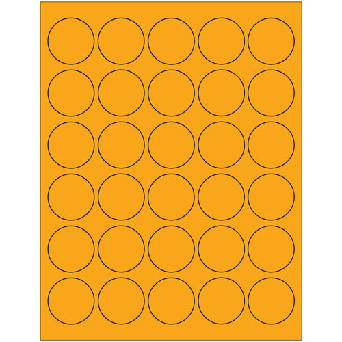 High-visibility 1.5" fluorescent orange circle laser labels designed for shipping coordinators who need instant cargo identification and regulatory compliance. Permanent acrylic adhesive bonds securely to corrugated, plastic, metal, and glass surfaces. 3000 labels per case‚enough for major shipment batches.