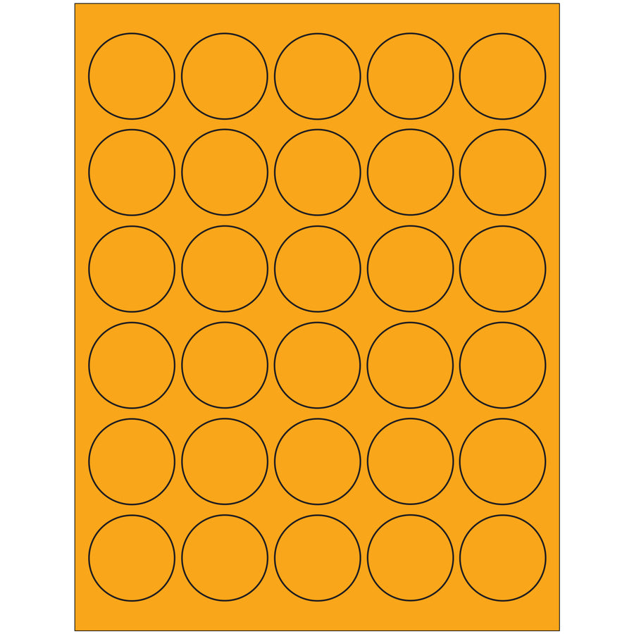 High-visibility 1.5" fluorescent orange circle laser labels designed for shipping coordinators who need instant cargo identification and regulatory compliance. Permanent acrylic adhesive bonds securely to corrugated, plastic, metal, and glass surfaces. 3000 labels per case–enough for major shipment batches.