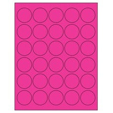 1.5 in Fluorescent Pink Circle Laser Labels LL192PK - alias listing