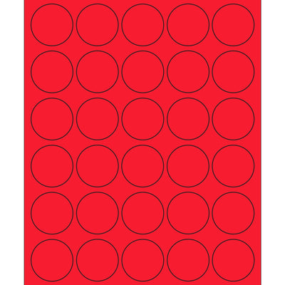 1.5 in Fluorescent Red Circle Laser Labels Permanent Acrylic 3000/Case LL192RD - alias listing
