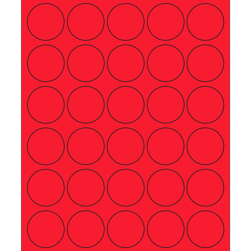 1.5 in Fluorescent Red Circle Laser Labels Permanent Acrylic 3000/Case LL192RD - alias listing