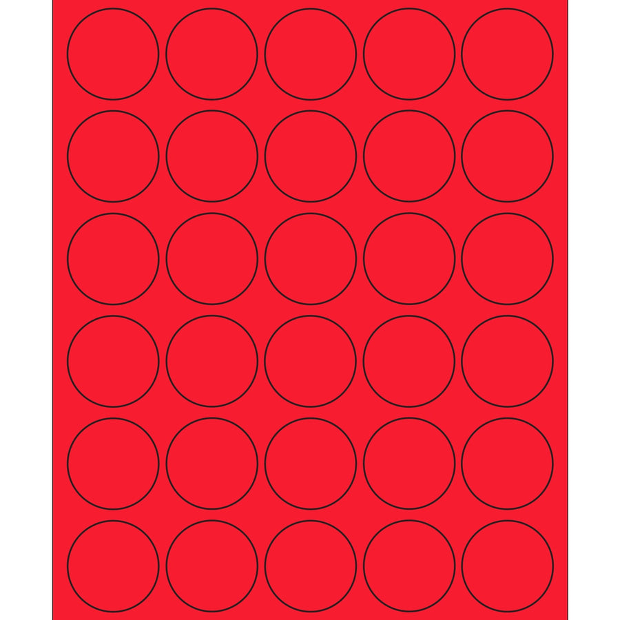 1.5 in Fluorescent Red Circle Laser Labels Permanent Acrylic 3000/Case LL192RD - alias listing