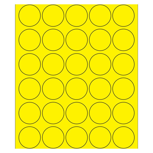 1.5 in Fluorescent Yellow Circle Laser Labels Permanent Acrylic 3000/Case LL192YE - alias listing