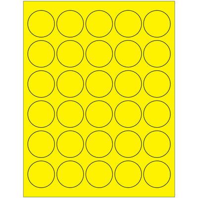 Bright fluorescent yellow circle laser labels deliver maximum visibility for high-priority shipments and inventory tracking. 1.5" diameter, permanent acrylic adhesive sticks to paper, corrugated, plastic, metal, and glass‚ideal for logistics professionals managing complex supply chains. Case of 3000 labels with ready-to-use Microsoft Word template.