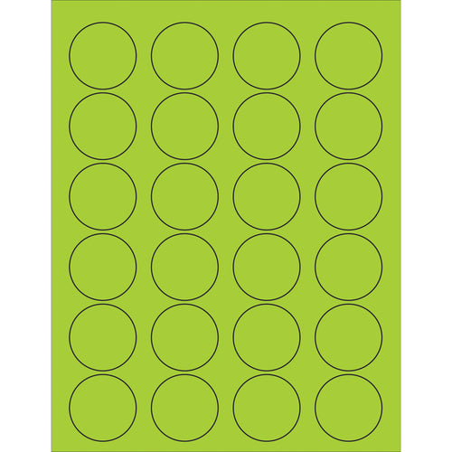 High-visibility fluorescent green circle laser labels engineered for shipping coordinators and logistics professionals who need exceptional label visibility and international compliance. These 1 5/8