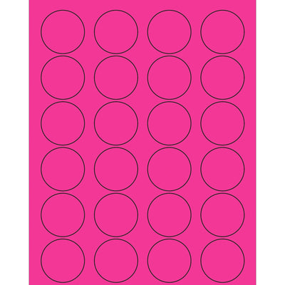 1 5/8 in Fluorescent Pink Circle Laser Labels Permanent Acrylic 2400/Case LL193PK - alias listing