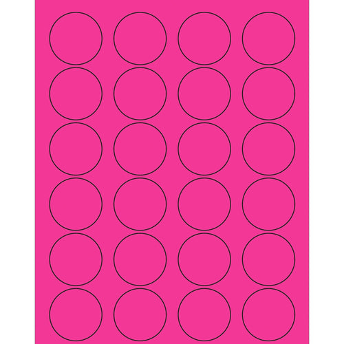 1 5/8 in Fluorescent Pink Circle Laser Labels Permanent Acrylic 2400/Case LL193PK - alias listing