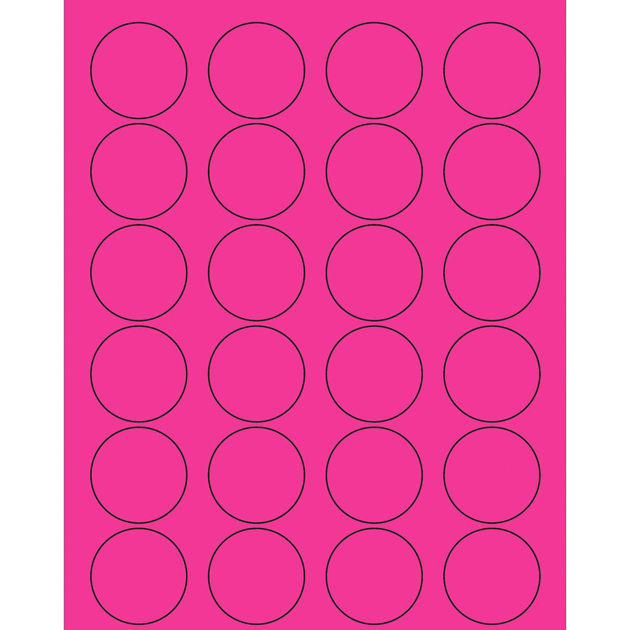 1 5/8 in Fluorescent Pink Circle Laser Labels Permanent Acrylic 2400/Case LL193PK - alias listing