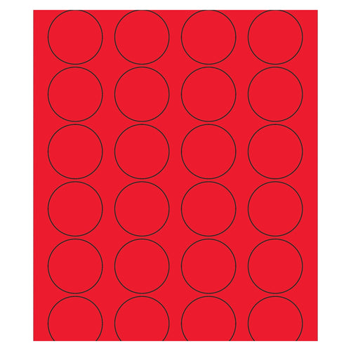 1 5/8 in Fluorescent Red Circle Laser Labels Permanent Acrylic 2400/Case LL193RD - alias listing