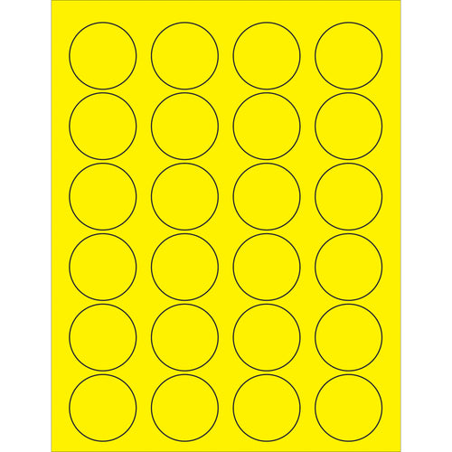 High-visibility fluorescent yellow circle laser labels designed for shipping coordinators and logistics professionals who need instant visual recognition on packages and shipments. These 1 5/8