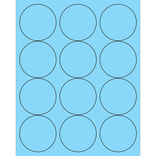 2.5 in Fluorescent Pastel Blue Circle Laser Labels Permanent Acrylic 1200/Case LL194BE