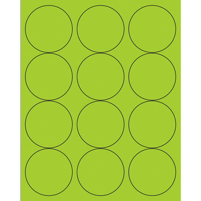 2.5 in Fluorescent Green Circle Laser Labels Permanent Acrylic 1200/Case LL194GN - alias listing
